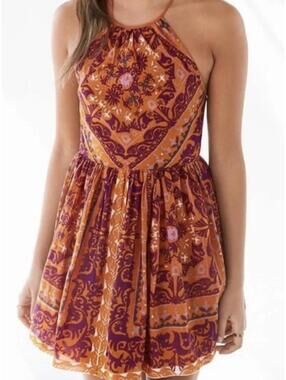 Urban Outfitters Ecote Halter Mini Boho Tribal Print Dress, NWT, Women's 4